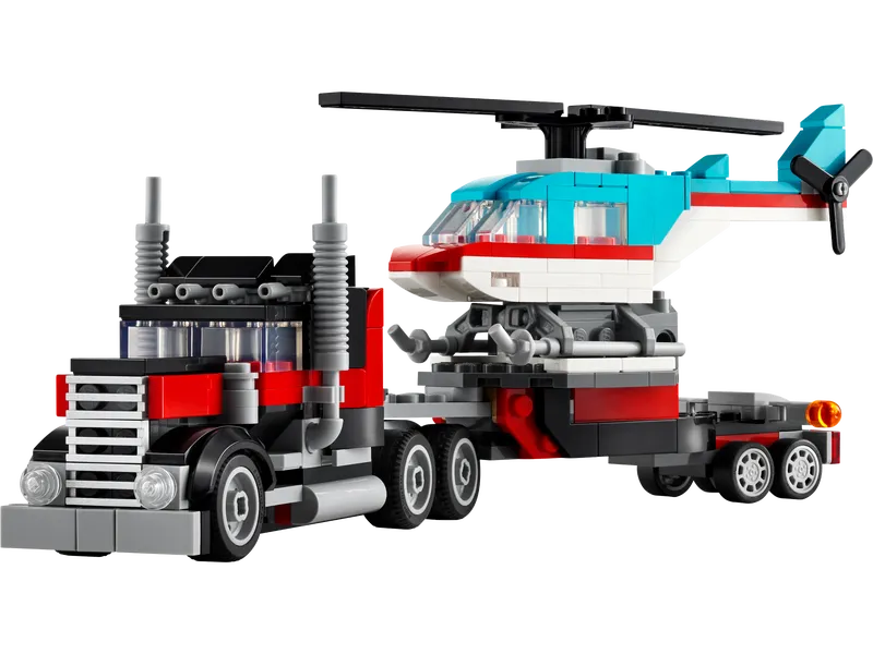 Flatbed Truck with Helicopter