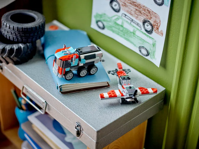 Flatbed Truck with Helicopter