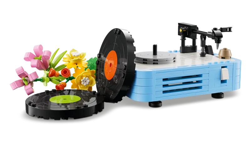 Record Player with Flowers