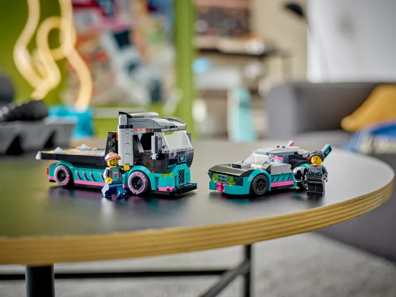Race Car and Car Carrier Truck