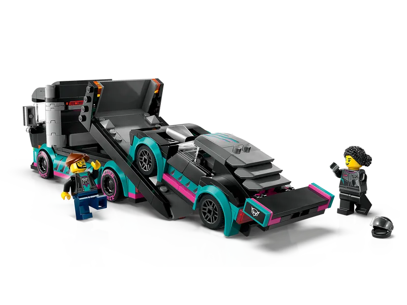 Race Car and Car Carrier Truck