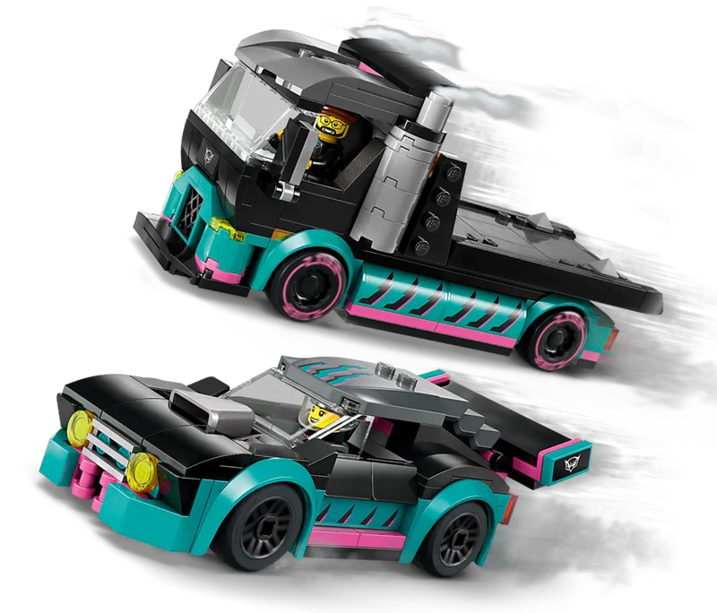 Race Car and Car Carrier Truck