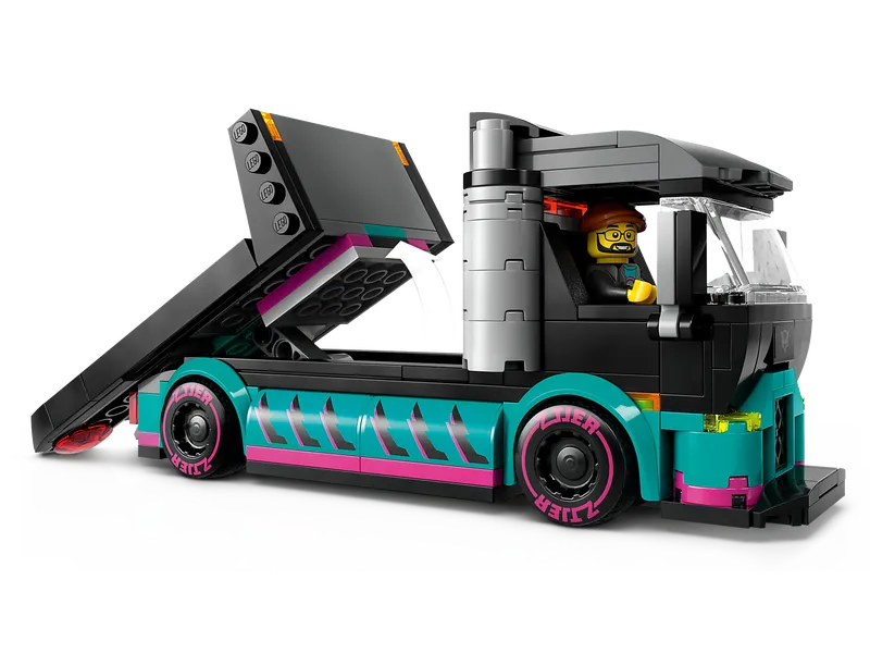 Race Car and Car Carrier Truck