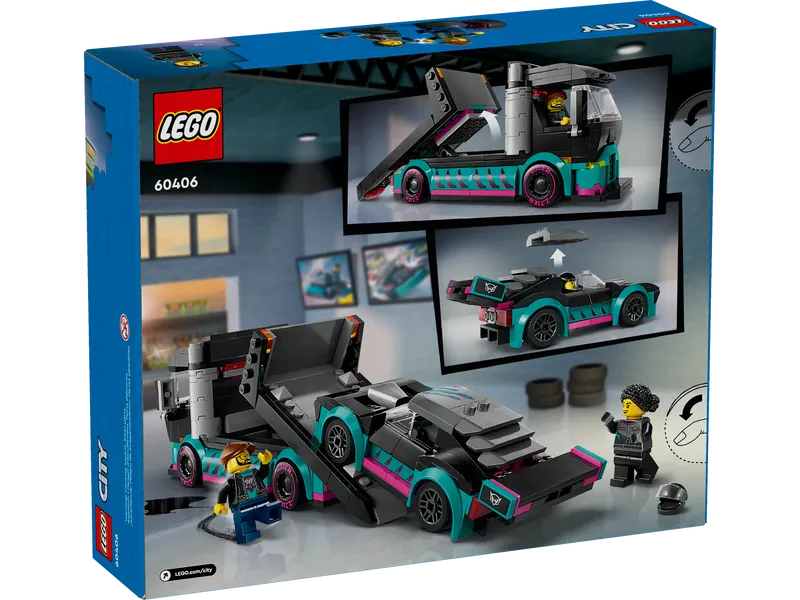 Race Car and Car Carrier Truck