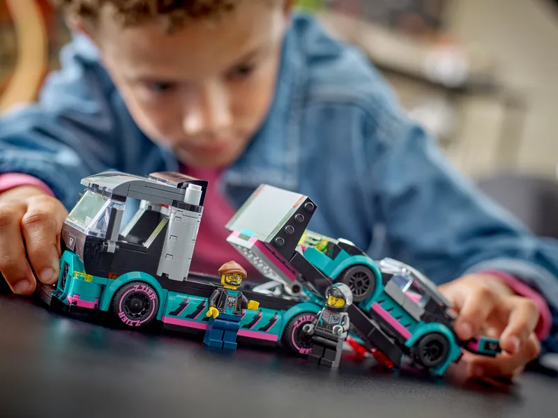 Race Car and Car Carrier Truck