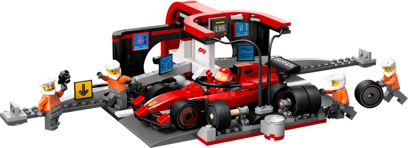 F1 Pit Stop & Pit Crew with Ferrari Car