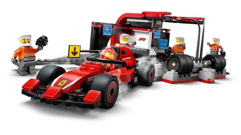 F1 Pit Stop & Pit Crew with Ferrari Car