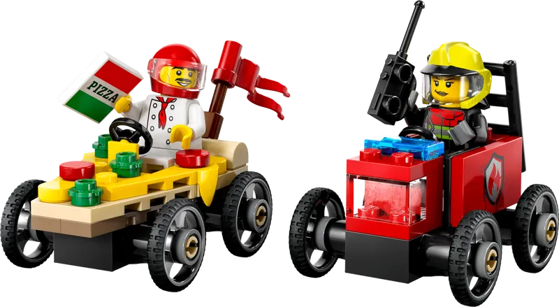 Pizza vs. Fire Truck Race Car Pack