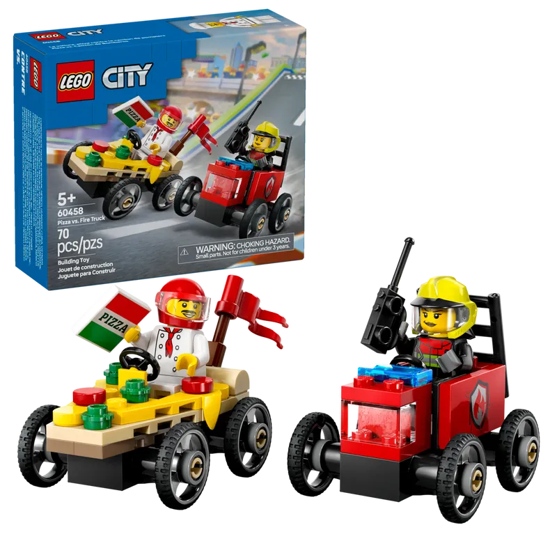 Pizza vs. Fire Truck Race Car Pack